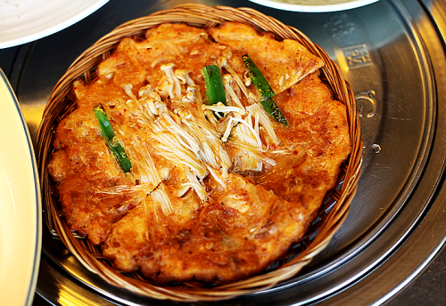 김치전 KIMCHI JEON: Korean traditional savory &ldquo;pancakes&rdquo; (called Pajun 파전) with a l