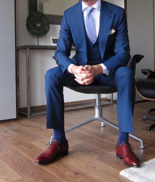 MTM 3 piece suit by Michael Ohnona Bespoke Sartoria Ripense shirt Tie by Smalto Rubinacci PS Bespoke