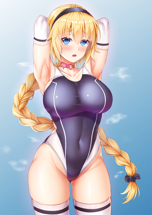 a-titty-ninja: 「競泳ジャンヌ」 by ユウナギ | Twitter ๑ Permission to reprint was given by the artist ✔.