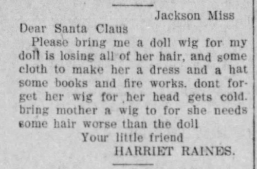 yeoldenews: (source: The Jackson Daily News, December 23, 1908.)