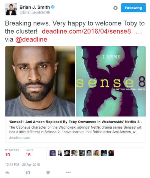 netflixsense8gifs:Sense8′: Aml Ameen Replaced By Toby Onwumere In Wachowskis’ Netflix Series (x)