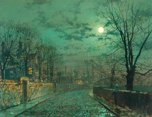 summerlilac: Moonlight Scene near Leeds, 1881, John Atkinson Grimshaw
