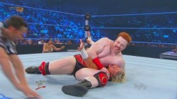 Sexy Sheamus with a tight headlock on Ziggler!