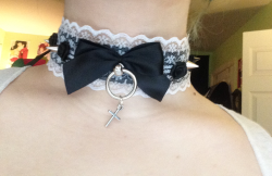 kittensplaypenshop:  theblackcatofmisfortune:  Got my order from kittensplaypen.net today!! I got so many things ugh I’m in love.  The first thing is the Black Rose Collar Then a pair of white kitten ears A matching white tail with ribbon ties  A custom