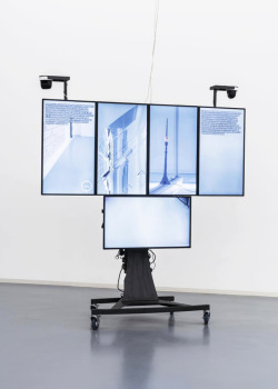 mentaltimetraveller:Yuri PattisonInsights (crisis trolley)2016Monitors, unicol stand, CCTV cameras, USB storage, HDMI, Raspberry Pi, cables