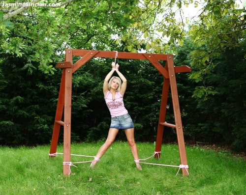 happytie:  I’m not sure whether getting tied to an object in the garden classifies you as a garden ornament. - however decorative you are!