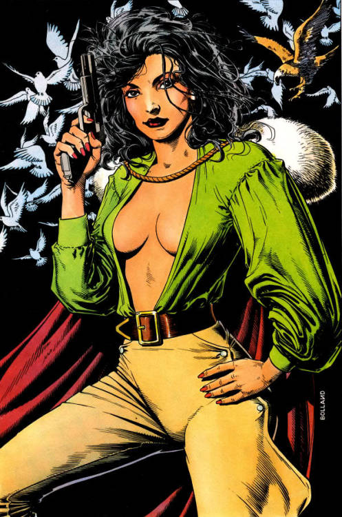 cooketimm:  Valkyrie by Bruce Timm  Fred Kida (1943), Dave Stevens (1986), Brian Bolland (1987), Joe Chiodo (2004)Valkyrie is the codename of Liselotte von Schellendorf, the main rival and love interest of Airboy. She first appeared in “Air Fighers
