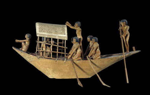 Model of a boat Boat model in stucco wood and painted. Middle Kingdom, ca. 2000 BC. Now in the Louvr