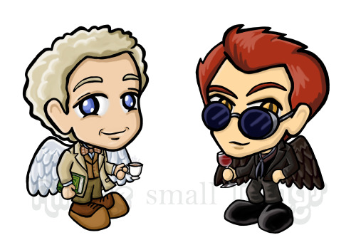 Good Omens chibis!  I’ve been meaning to draw these guys for awhile.  Love the series and the book!