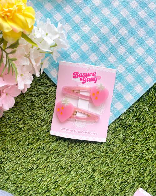 Strawberry Hairclips By Basura Gang