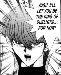 scrawlers:  Here, I added shitty subtitles so everyone could understand what Atem’s little smirky-smirk following Kaiba’s declaration meant. 