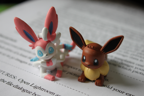 some of the eevee ippai figures and a pikachu ippai figure from takara tomy arts! :)