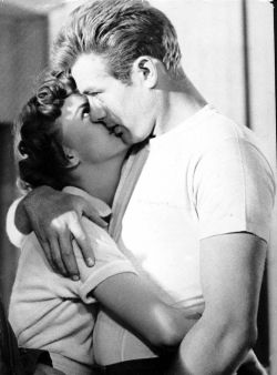 theniftyfifties:  Natalie Wood and James Dean in ‘Rebel Without a Cause’, 1955.