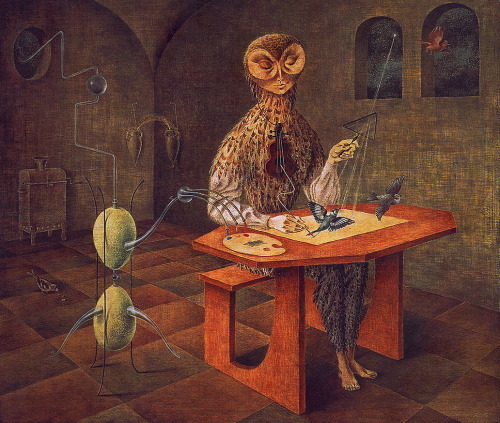 magictransistor:  Remedios Varo. Exploring River of the Source Orinonoco, Dead Leaves, Unexpected View, Creation with Astral Rays, Phenomenon, Creation of the Birds, Mimicry, The Call, The World, Alchemy or the Useless Science (top to bottom). 1940-1960.