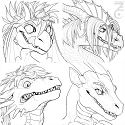 zoologicallydubious:Inks are done for the latest headshot batch! Color coming soon.