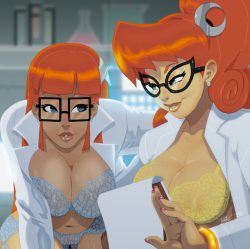 tovio-rogers:a censored and clearly cropped piece for the patreon nerdy/dorky girls set. full view will be on patreon. consider supporting if you want to see it there.  yummy babes~ ;9