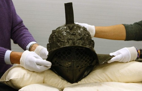 peashooter85: Ancient Roman gladiators helmet uncovered at Pompeii www.dailymail.co.uk/news/a