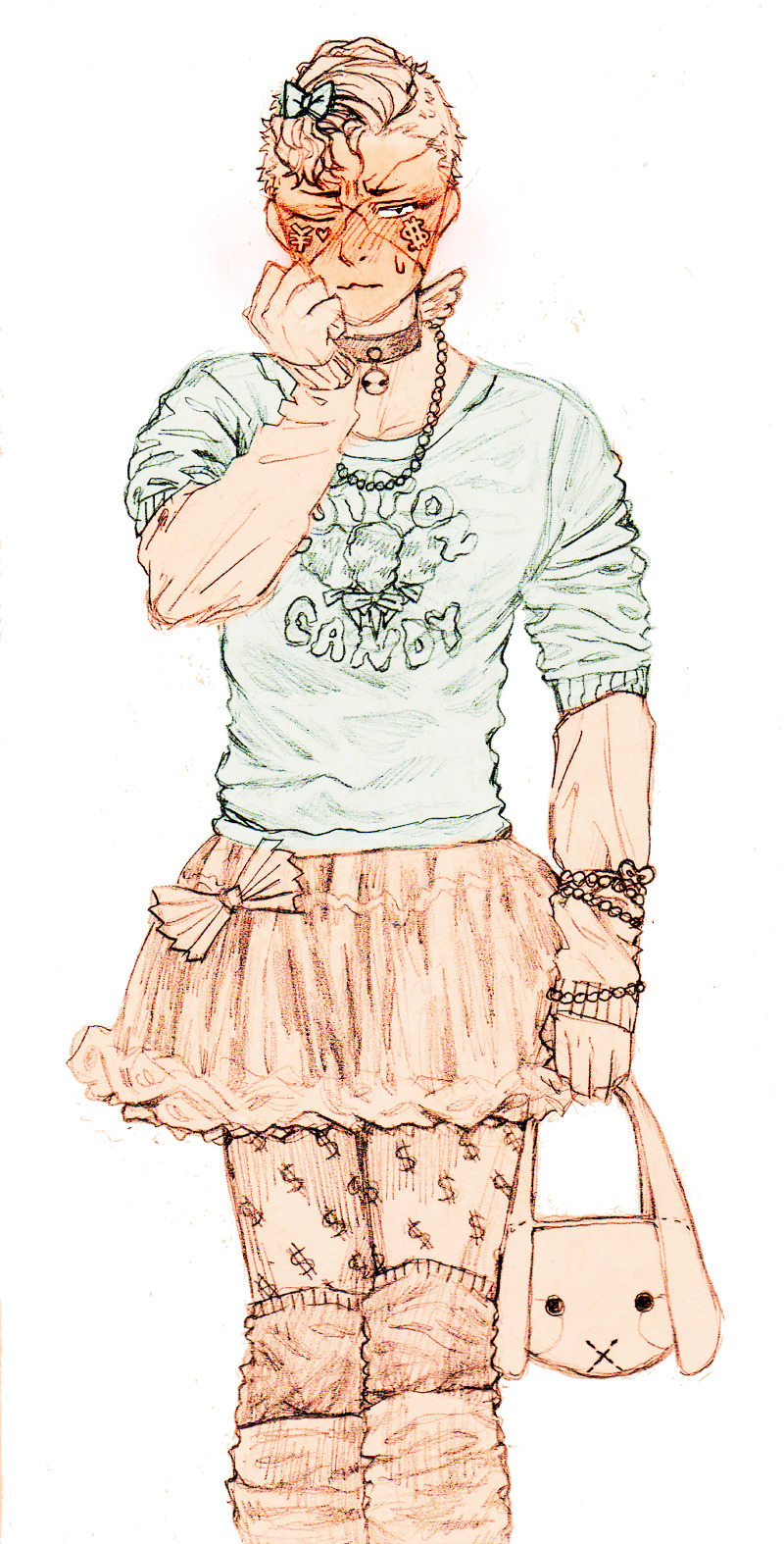 pechyenka:  commission sketch for ronnie!! okuyasu in fairy kei………….im crying…….