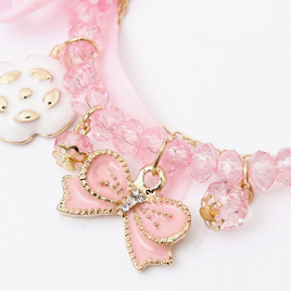 pinkuqu:Bowknot Camellia Cute Crystal Rose Bracelet
