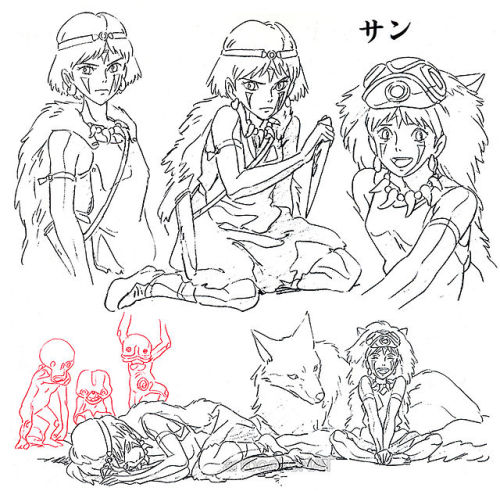 artbooksnat:  Princess Mononoke (もののけ姫) animation materials by character designer Masashi Ando (安藤雅司) in the Mononoke Hime Roman Album (Amazon US | JP) 