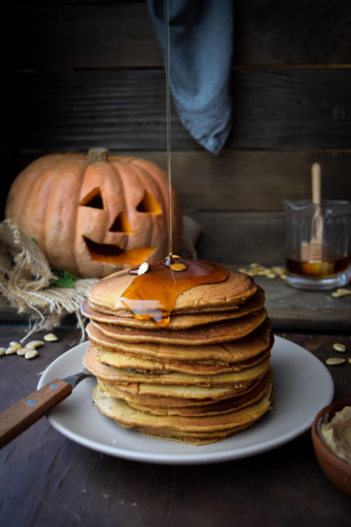 sweetoothgirl:    Honey Whole Wheat Pumpkin Pancakes with Maple Cinnamon Butter  