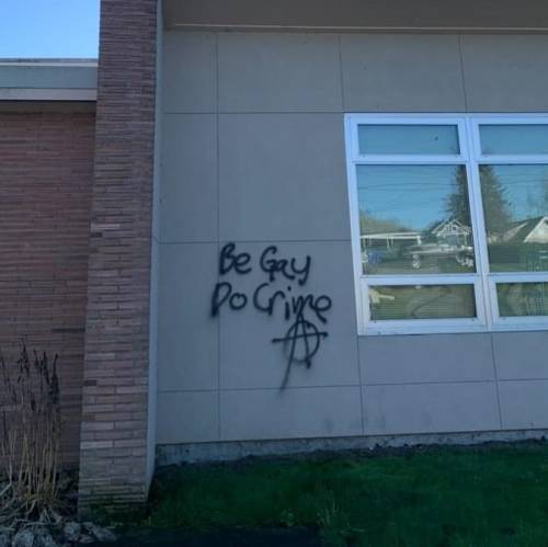 “Be Gay, Do Crime” Seen in Olympia, Washington