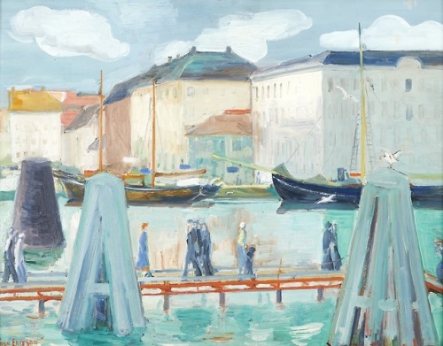 Gamla Stan, old Stockholm    -   Sven Erixson, n/d.Swedish, 1899-1970oil on panel,  41 x 53 cm