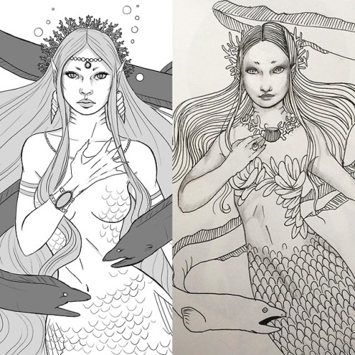 I love seeing art progress pics, so I did an update of an old drawing for Mermay! 2018 vs 2015Also, 