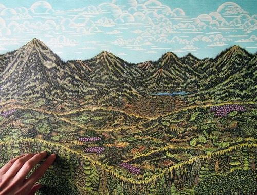 mymodernmet:  Extremely Detailed Woodcut Print Completed After 3 Years of Meticulous Hand-Carving 