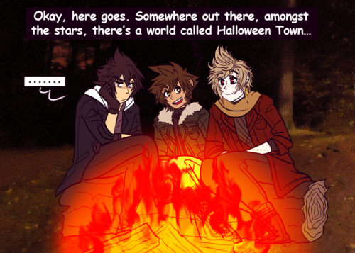 destiny-islanders:  Story time around the campfire with Sora! :D(Click on the panels for Sora’s narration! No worries if you can’t access them, though– my original intention was to tell the story through the pictures!)