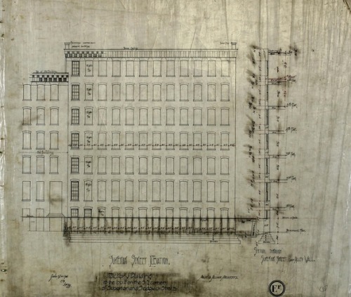 Brunswick Balke Collender Company Factory Building, Chicago, Illinois, Elevation and Section, Adler 