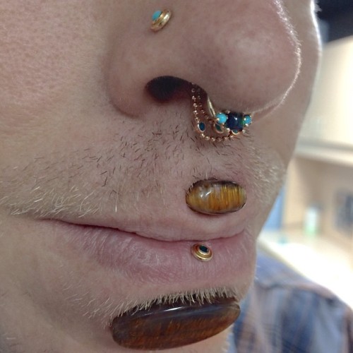 Yellow Gold, Rose Gold, Genuine Turquoise, Gilson Black Opals, And Cacoxenite. Thanks @bvla And #aestheticsbodyjewelry