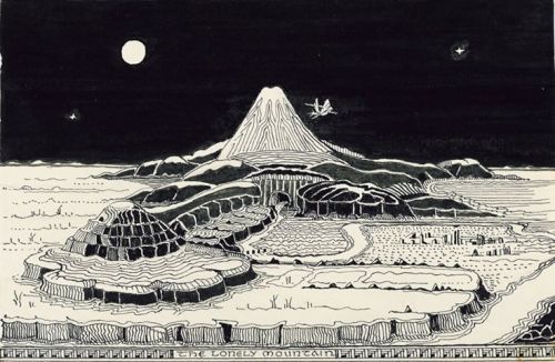  Illustrations of The Lonely Mountain by J.R.R. Tolkien 