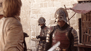 servader:Tywin: Whyis he still alive? Jaime: One of our men interfered,speared him through the leg b