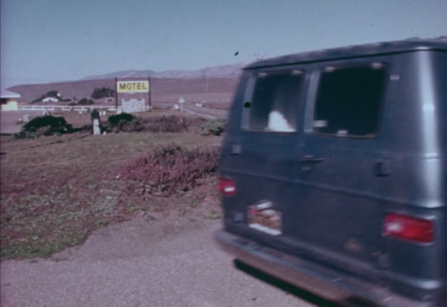 oldshowbiz:leaving a desert motel in an overheated van