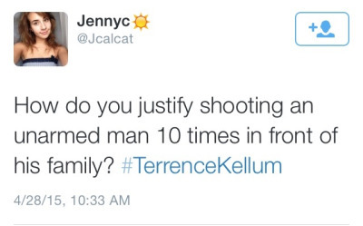 krxs10:  IMMIGRATION OFFICER FATALLY SHOOTS UNARMED 19 YR OLD BLACK MAN 10 TIMES DURING BALTIMORE RIOTS.An Immigration and Customs Enforcement (ICE) officer shot and killed 20-year-old Terrence Kellum, Monday afternoon on Detroit’s northwest side.Police