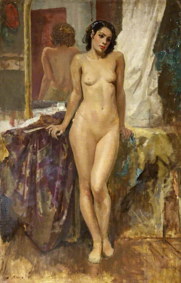 artbeautypaintings:  Nude and mirror - Francis Edwin Hodge 