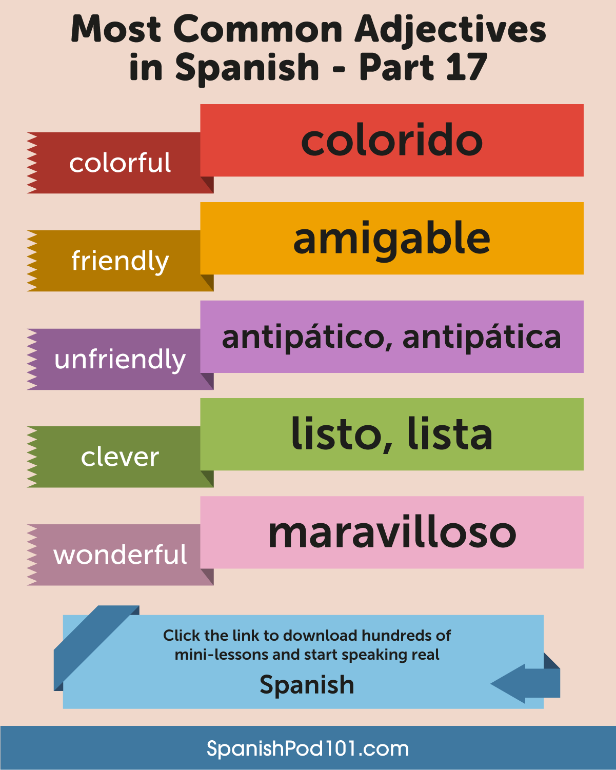 Learn Spanish - SpanishPod101.com — New list of most common ADJECTIVES ...