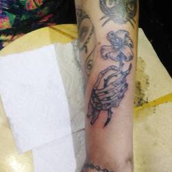 Skeleton Hand And Flower  Thank Youu.    #Ink #Tattoos #Chelsea #Boston  #Ravenseyeink