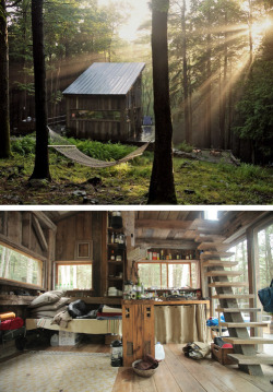hopeless-vvanderer:  tinyhousecanada:  Cabin in the woods  Great  x