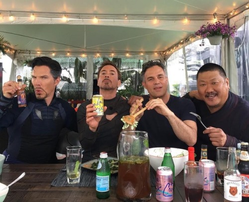 markruffalo:Doing normal things with my not so normal Avengers brothers! This is not a La Croix ad.