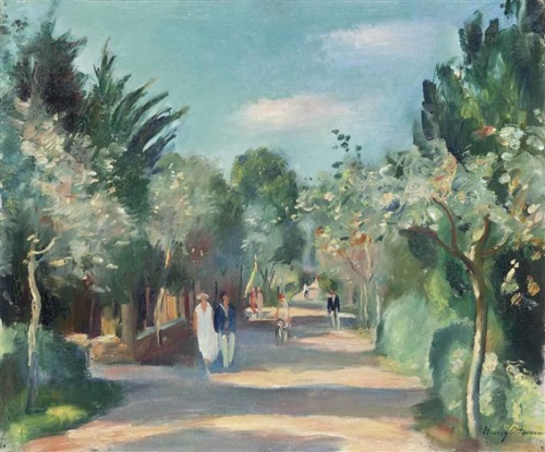 Promenade au Bois de Boulogne   -     Henri OttmannFrench, 1877–1927 Oil on canvas,  54 x 65.2 cm. (