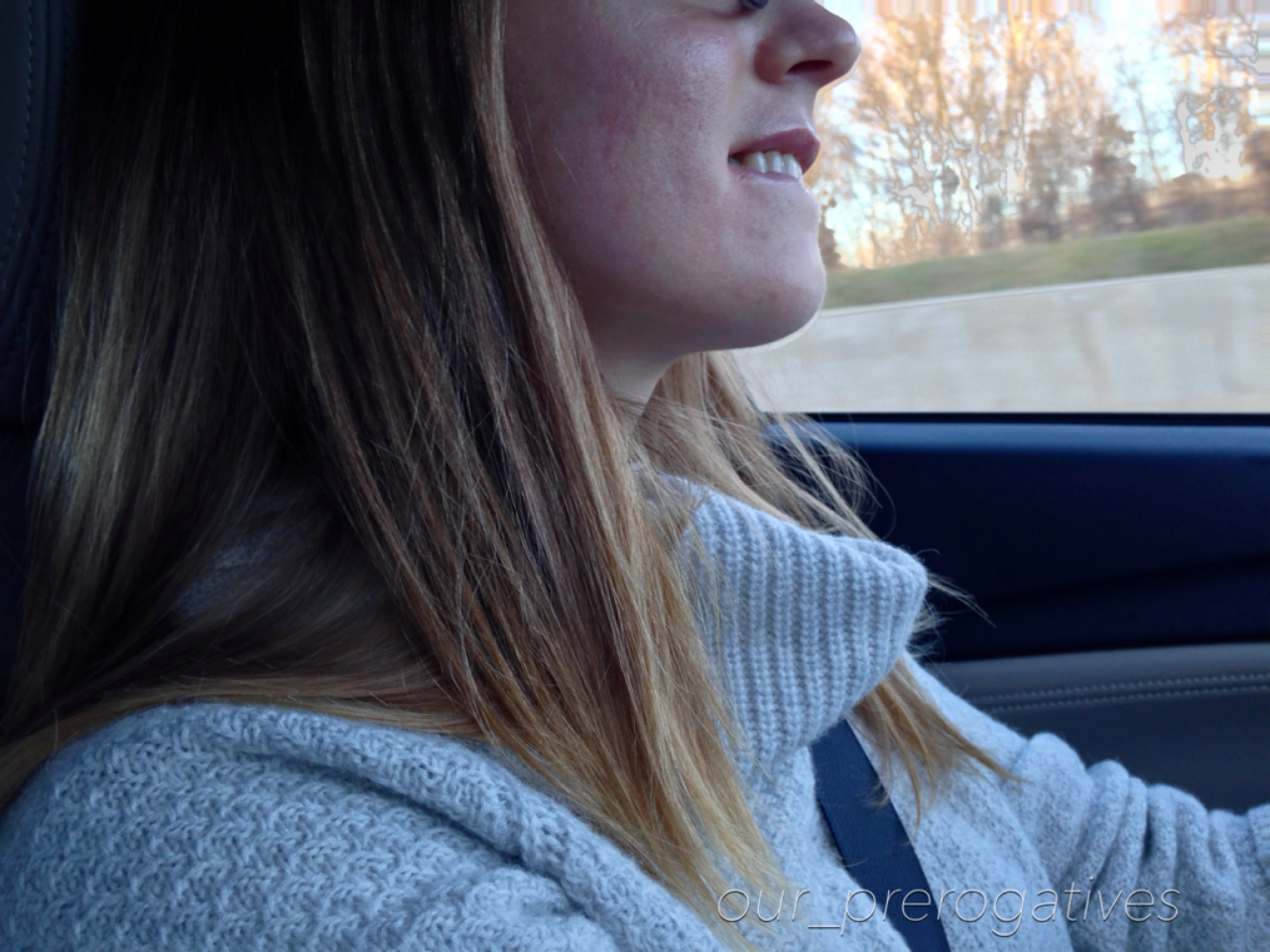 ourprerogatives:  I teased K while she drove. She took a special photo for me at