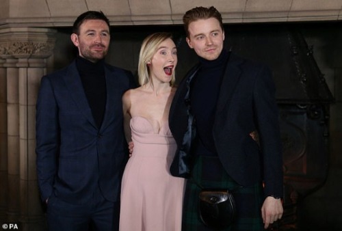 Jack Lowden, Saoirse Ronan and James McArdle at the Mary Queen Of Scots Edinburgh premiere, 14/01