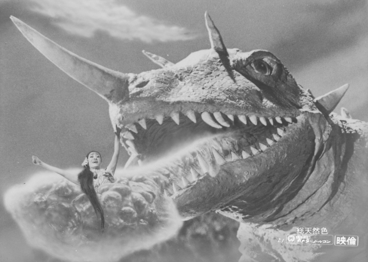 kaijusaurus:  Barugon in a bit of a misleading GAMERA VS. BARUGON publicity still.