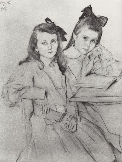 artist-serov: Girls N.A. Kasyanova and T. A. Kasyanova, 1907, Valentin Serov
