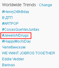 fashionofthenight:  offendedfaggot:  Lady Gaga tweeted this while #JewelsNDrugs was the only song trending.  or mabe artpop LMAOO