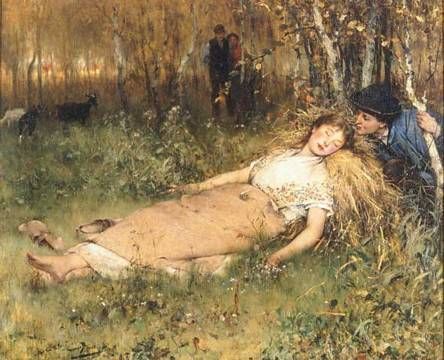 Evariste Carpentier (Belgian, 1845–1922)The sleeping shepherdess