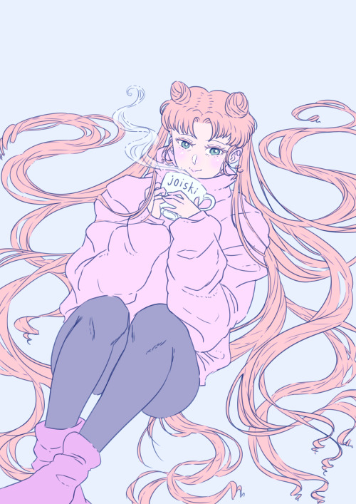 Cuddle up with a cup of cocoa, you too, like Usagi~~ 