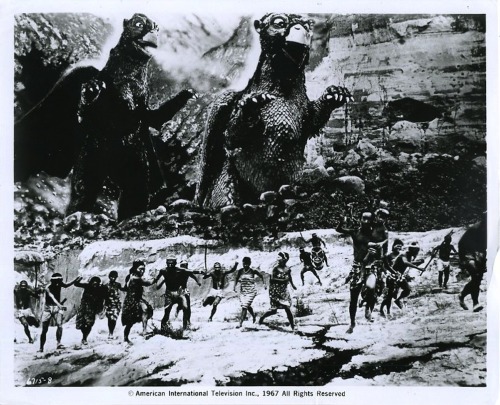 Black And White American International Pictures Publicity Stills For Monster From A Prehistoric Planet/Gappa:
